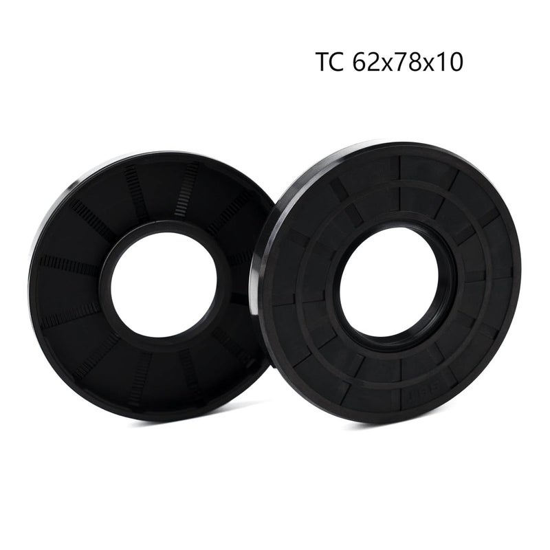 Xike 2PCS Oil Seal, Lip Seals, TC 62mm x 78mm x 10mm, Nitrile Rubber Double Lip Spring-Loaded Oil Shaft Seal, Designed for Bearing Shaft, Black - Image 2